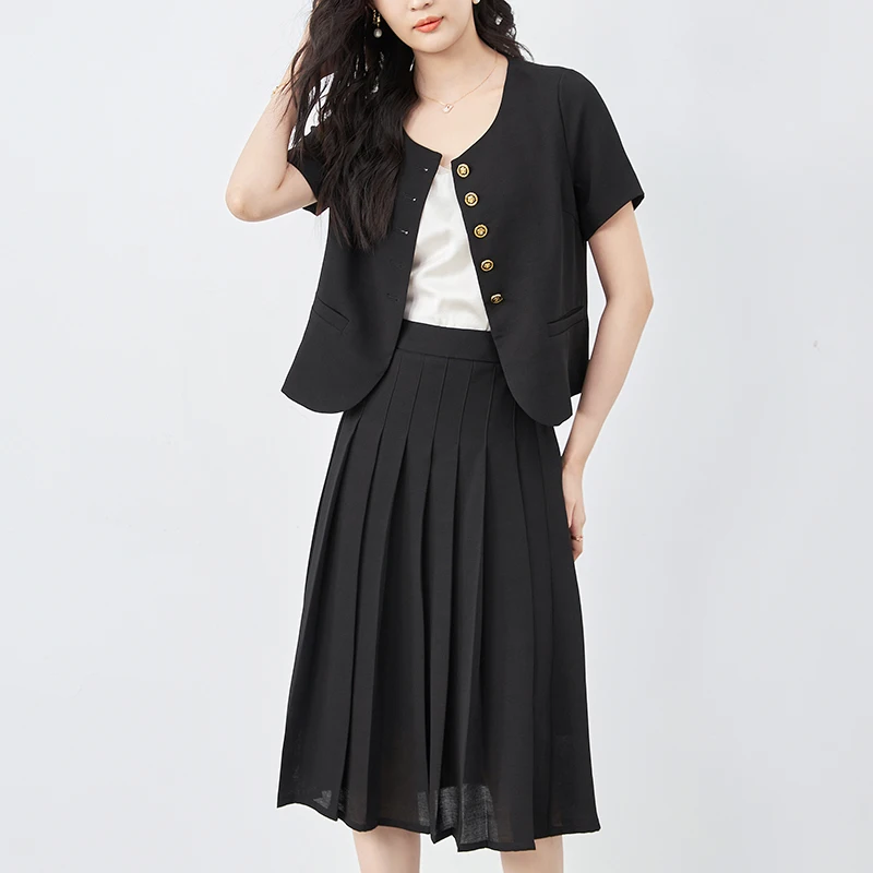 Elegant Skirts Sets For Women 2 Pieces Summer Woman Outfit Short Sleeve Blouse Tops And Long Pleated Skirt Set Two Piece Sets
Elegant Skirts Sets For Women 2 Pieces Summer Woman Outfit Short Sleeve Blouse Tops And Long Pleated Skirt Set Two Piece Sets