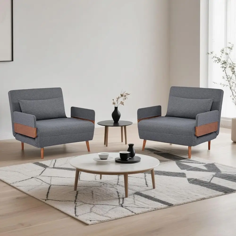 2 Sets 34" Convertible Sleeper Chairs, 3-in-1 Chair Bed Sleeper or Adults with Adjustable Backrest, Pillows & Wooden Arms, 2 Pie
2 Sets 34" Convertible Sleeper Chairs, 3-in-1 Chair Bed Sleeper or Adults with Adjustable Backrest, Pillows & Wooden Arms, 2 Pie