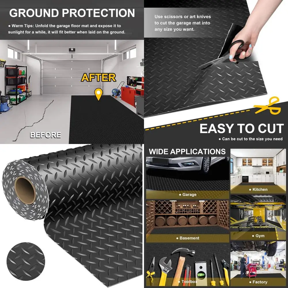 2.8mm Thick PVC Diamond Plate Garage Flooring Roll - Ideal for Workshops, Gyms, and Cart Parking (Black, 7.5 ft x 17 ft)
2.8mm Thick PVC Diamond Plate Garage Flooring Roll - Ideal for Workshops, Gyms, and Cart Parking (Black, 7.5 ft x 17 ft)
