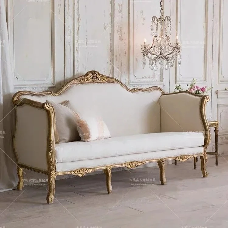 A38 French solid wood carving flower double triple sofa American country gold retro villa living room furniture
A38 French solid wood carving flower double triple sofa American country gold retro villa living room furniture