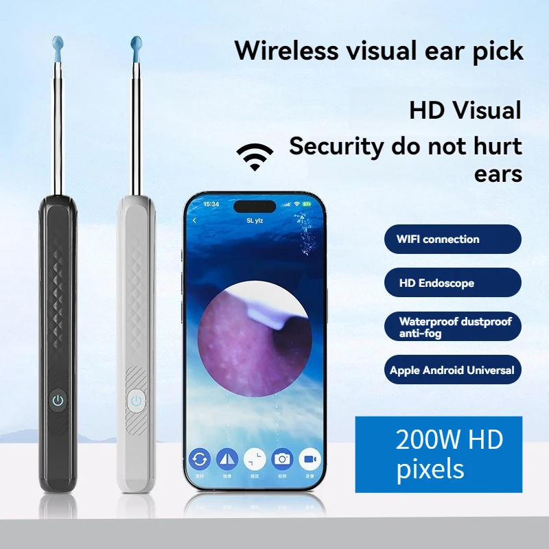 Smart Visual Ear Cleaner With Camera and Light Ear Wax Cleaner Endoscope 1080P Visual Wi-Fi Bluetooth Earpick Ear Otoscope 
Smart Visual Ear Cleaner With Camera and Light Ear Wax Cleaner Endoscope 1080P Visual Wi-Fi Bluetooth Earpick Ear Otoscope