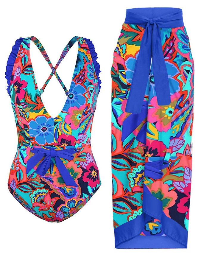 V-Neck Swimwear Female Fashion Floral Print One Piece Swimsuit and Cover Up Sexy Backless Beach Wear Vacation New 2023
V-Neck Swimwear Female Fashion Floral Print One Piece Swimsuit and Cover Up Sexy Backless Beach Wear Vacation New 2023