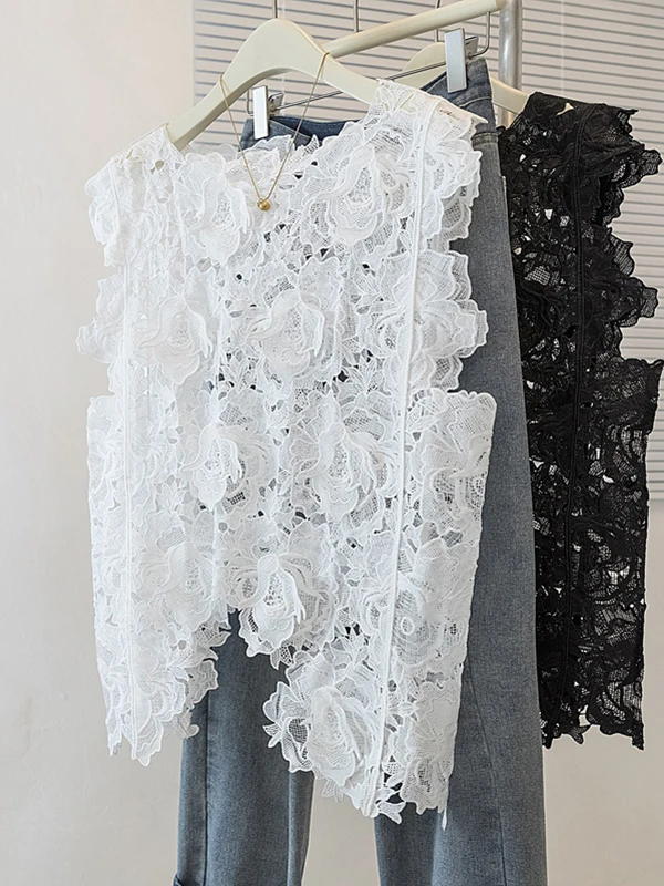 White Lace Hollow out Vest Top Women's Summer Outerwear Large Size plus Size MM Asymmetrical Sleeveless Layered Upper Body
White Lace Hollow out Vest Top Women's Summer Outerwear Large Size plus Size MM Asymmetrical Sleeveless Layered Upper Body