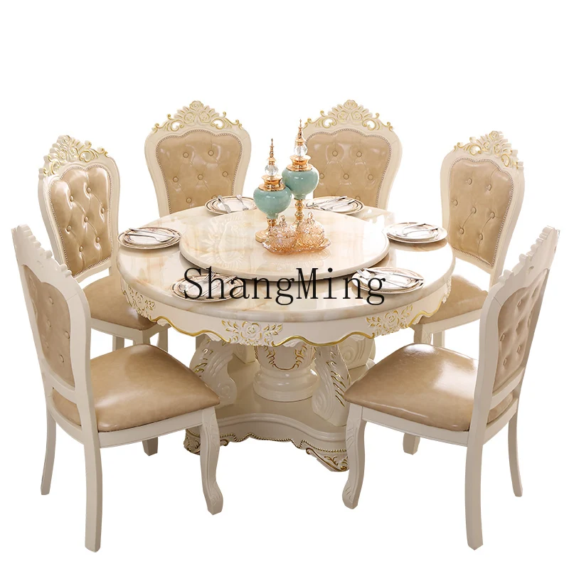 LXY marble round table with turntable household solid wood carving flower table
LXY marble round table with turntable household solid wood carving flower table