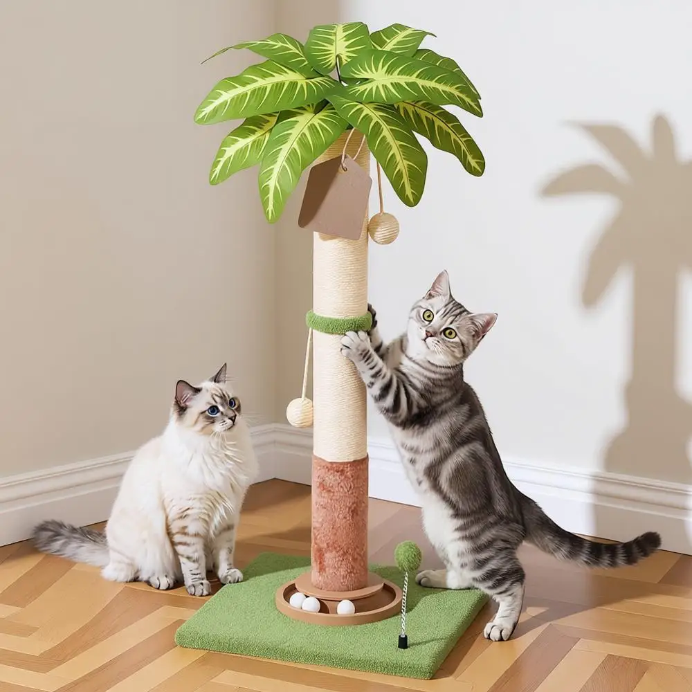 Tall Large Cat Scratching Post, Indoor Kitten Sisal Rope Scratcher Pole with Aesthetic Leaf and Toy, Heavy Duty Stable Base with
Tall Large Cat Scratching Post, Indoor Kitten Sisal Rope Scratcher Pole with Aesthetic Leaf and Toy, Heavy Duty Stable Base with