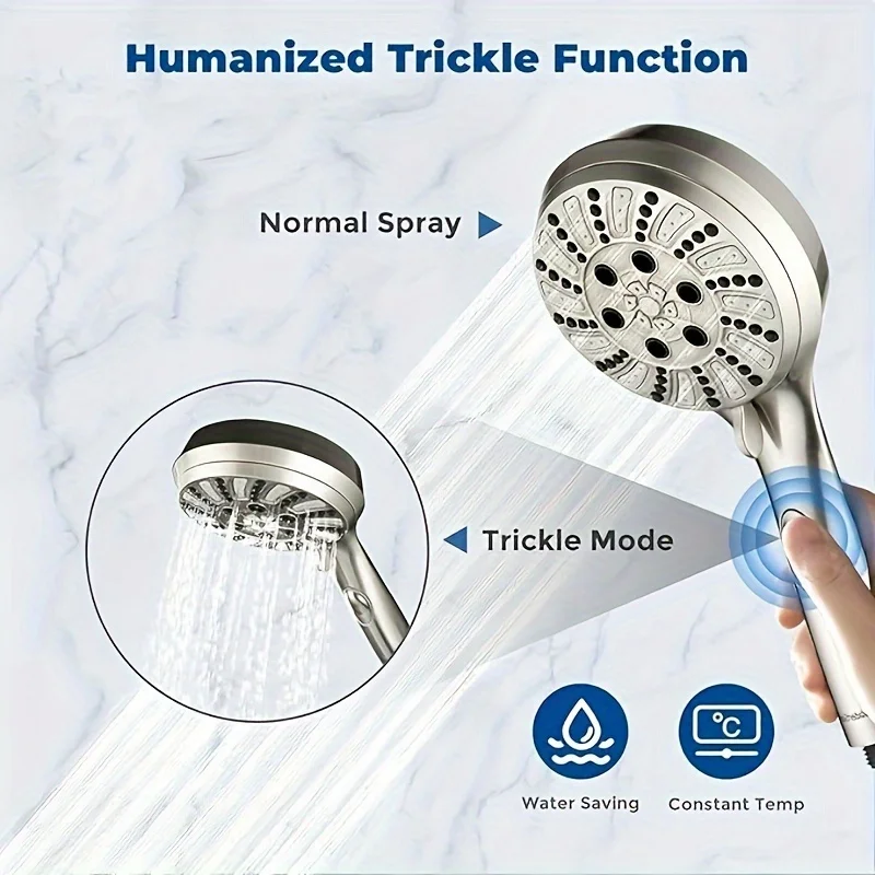 Shower Heads with Handheld Spray Combo 6-Setting Showerhead with Handheld And 5-Setting Rainfall Spray, High Pressure Sprayer with 70" Stainless Long Hose, Brushed for Shower Use Only
Shower Heads with Handheld Spray Combo 6-Setting Showerhead with Handheld And 5-Setting Rainfall Spray, High Pressure Sprayer with 70" Stainless Long Hose, Brushed for Shower Use Only