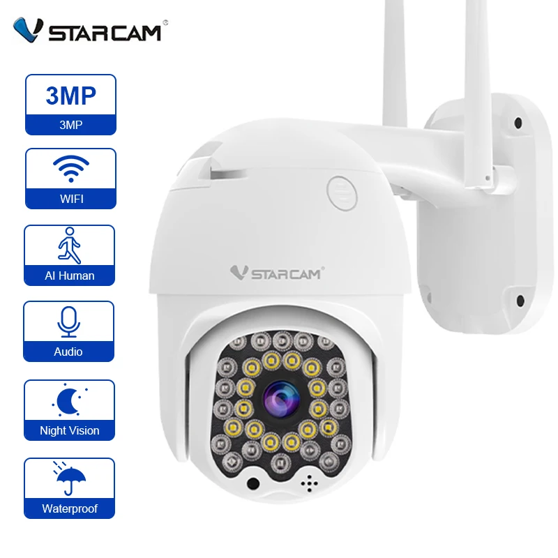 Vstarcam 3MP Outdoor Wifi IP Camera Audio CCTV Surveillance 1080P Wireless Human Detect Surveillance Night Vision Security Cam
Vstarcam 3MP Outdoor Wifi IP Camera Audio CCTV Surveillance 1080P Wireless Human Detect Surveillance Night Vision Security Cam