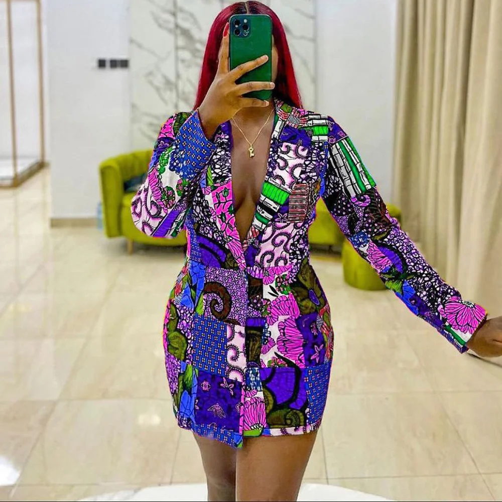 Fashion Printed Blazer Dresses for Women Notched Collar Full Sleeve Single Breasted Bodycon Mini Length Elegant Evening Dress
Fashion Printed Blazer Dresses for Women Notched Collar Full Sleeve Single Breasted Bodycon Mini Length Elegant Evening Dress