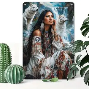 1pc Woman White Wolves Waterfall Native American Boho StyleAluminum Sign Home Decor for Nature Boho Aesthetic Enthusiasts 
1pc Woman White Wolves Waterfall Native American Boho StyleAluminum Sign Home Decor for Nature Boho Aesthetic Enthusiasts