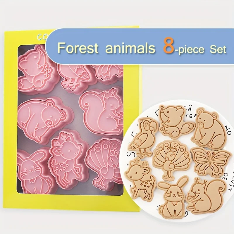 8Pcs/Set Animal Series Cookie Mold Bear Squirrel Rabbit Peacock Butterfly Shape Biscuit Mold 3D Handmade Sugarcraft Fondant Dec
8Pcs/Set Animal Series Cookie Mold Bear Squirrel Rabbit Peacock Butterfly Shape Biscuit Mold 3D Handmade Sugarcraft Fondant Dec