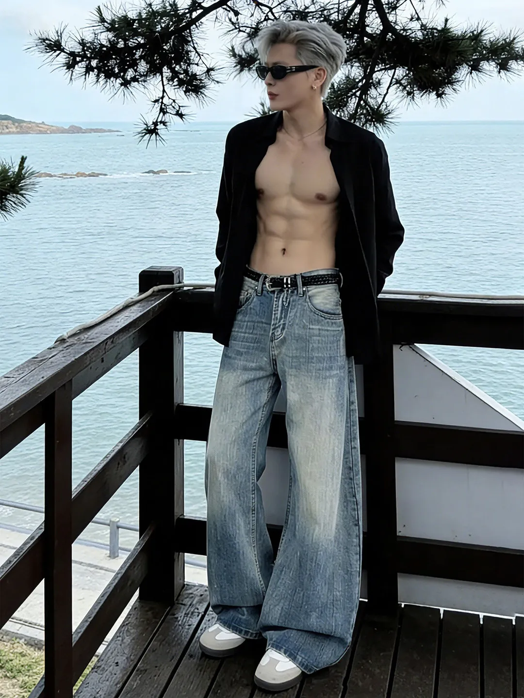 Retro American High Street Washed Blue Bamboo Texture Men's Wide Leg Straight Cut Jeans Cleanfit Flared Pants Spring Season
Retro American High Street Washed Blue Bamboo Texture Men's Wide Leg Straight Cut Jeans Cleanfit Flared Pants Spring Season
