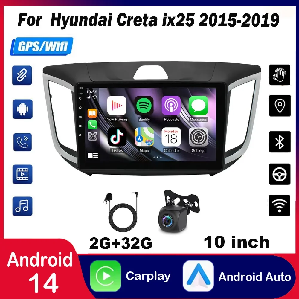NEW 10 inch Touchscreen Car Stereo Radio Android 14 2+32G For Hyundai ix25 2015-2019 Support Wireless Wifi FM SWC Mirror Link Split Screen AHD Backup Camera
NEW 10 inch Touchscreen Car Stereo Radio Android 14 2+32G For Hyundai ix25 2015-2019 Support Wireless Wifi FM SWC Mirror Link Split Screen AHD Backup Camera