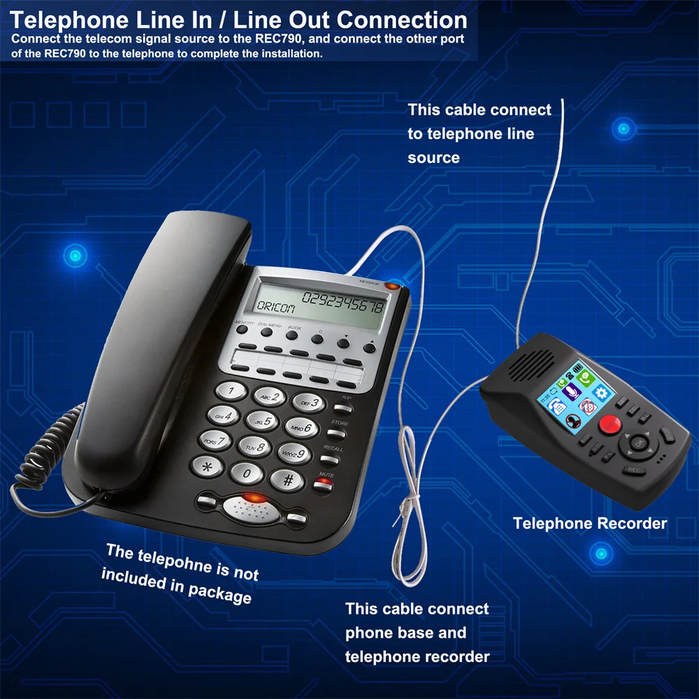 MIC Record Analog Digital Phone Recording Box with LCD Display,SD Card Auto Recording, Voice Message & Remote Voicemail Playback
MIC Record Analog Digital Phone Recording Box with LCD Display,SD Card Auto Recording, Voice Message & Remote Voicemail Playback