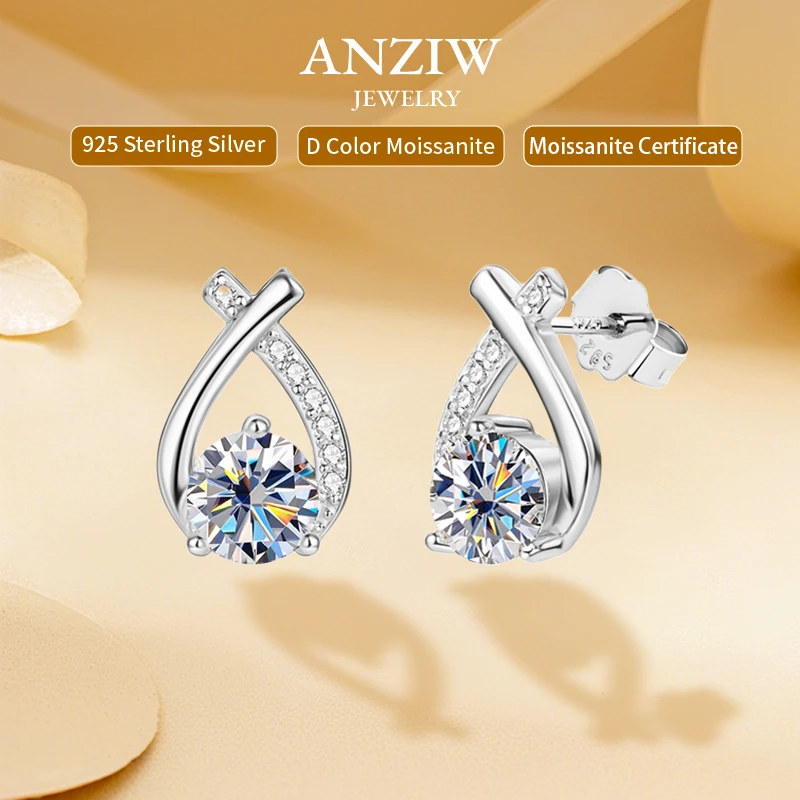 Anziw S925 5MM 0.5CT D Round Moissanite Cross Stud Earrings Real 925 Sterling Silver for Women Sparking Lab Diamond Fine Jewelry
Anziw S925 5MM 0.5CT D Round Moissanite Cross Stud Earrings Real 925 Sterling Silver for Women Sparking Lab Diamond Fine Jewelry
