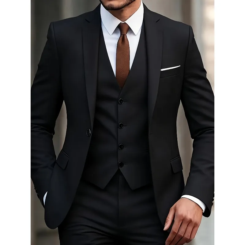 Men's 3-Piece Suit Set, Fashion Japanese & Korean Style Slim Fit Blazer with Vest & Pants, Casual Business Banquet Formal Wear
Men's 3-Piece Suit Set, Fashion Japanese & Korean Style Slim Fit Blazer with Vest & Pants, Casual Business Banquet Formal Wear