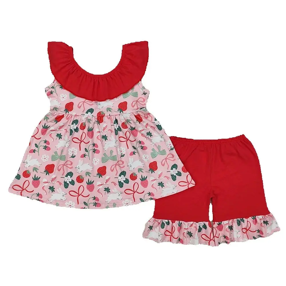 GSSO1914 Baby Girls Easter Clothing Set with Strawberry Bunny And Butterfly Print End Waist Top Ruffle Shorts
GSSO1914 Baby Girls Easter Clothing Set with Strawberry Bunny And Butterfly Print End Waist Top Ruffle Shorts