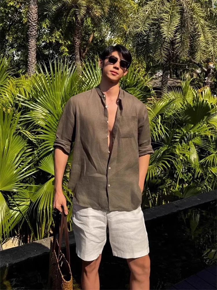 Loose Fit Linen Shirt Men's Summer Lazy Feel Stand Collar Sun Protection Long Sleeve Casual Style Youth Trend Pure Color
Loose Fit Linen Shirt Men's Summer Lazy Feel Stand Collar Sun Protection Long Sleeve Casual Style Youth Trend Pure Color