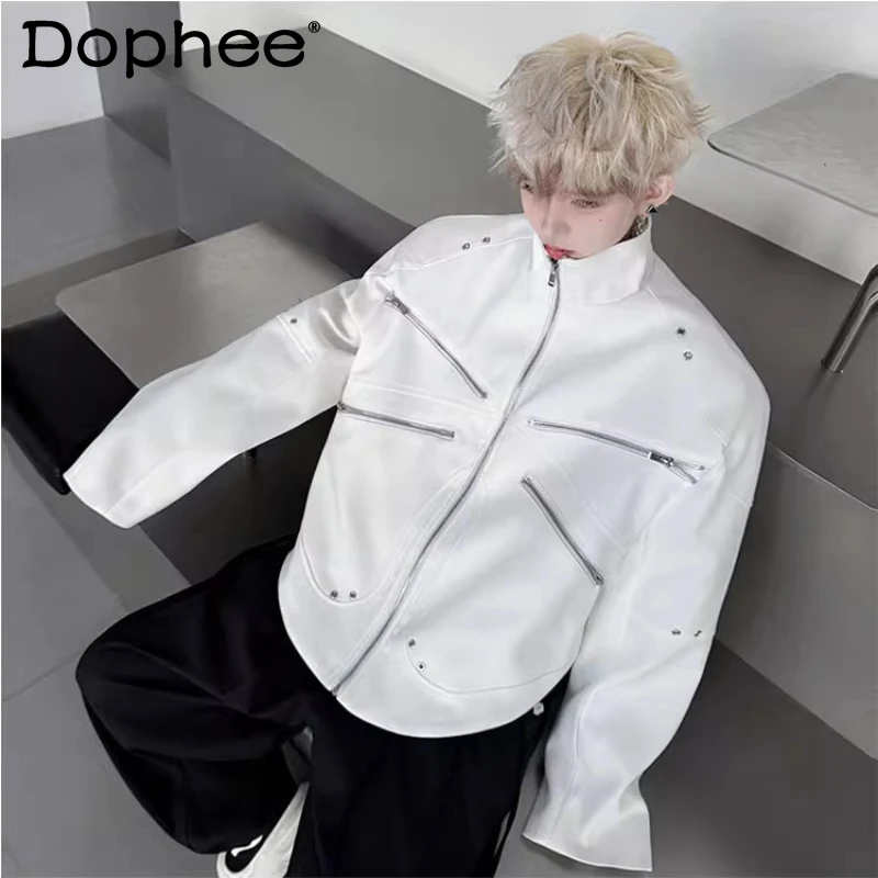Men's 2025 Autumn New Zipper Stand Collar Jacket Coats Men's Stylish Multi Zipper Design Jackets Solid Color Long Sleeve Tops
Men's 2025 Autumn New Zipper Stand Collar Jacket Coats Men's Stylish Multi Zipper Design Jackets Solid Color Long Sleeve Tops