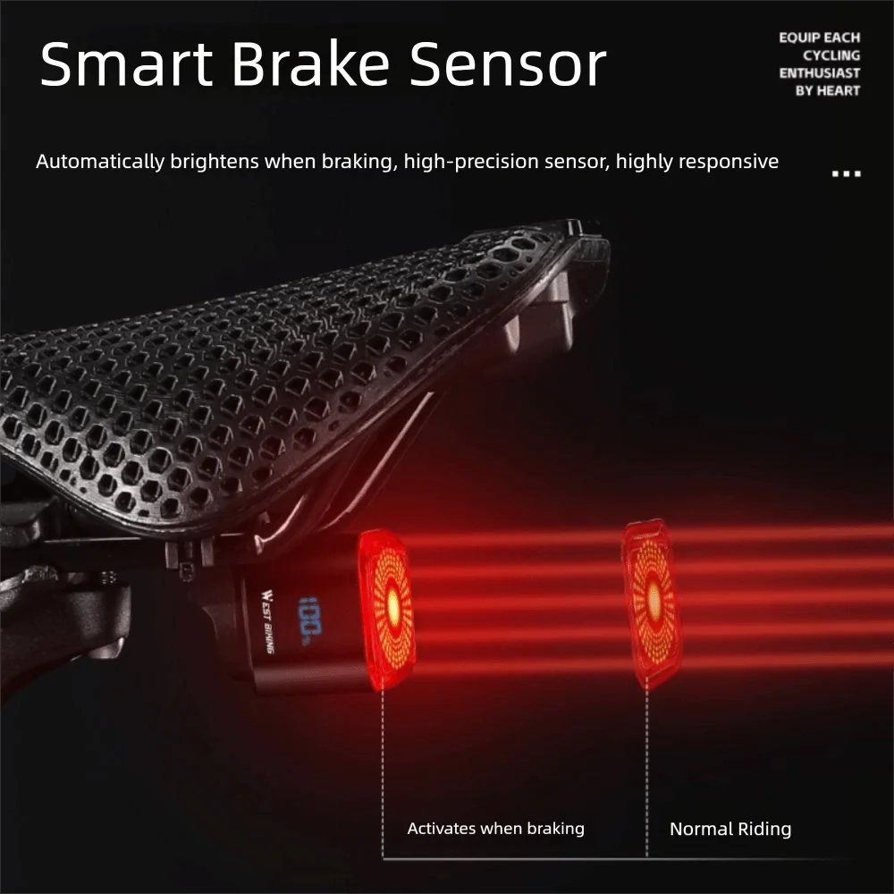 IP55 Waterproof Smart Brake Bicycle Taillight Battery Display Type-C Rechargeable Digital Power Display Tail Light Brake Sensing
IP55 Waterproof Smart Brake Bicycle Taillight Battery Display Type-C Rechargeable Digital Power Display Tail Light Brake Sensing