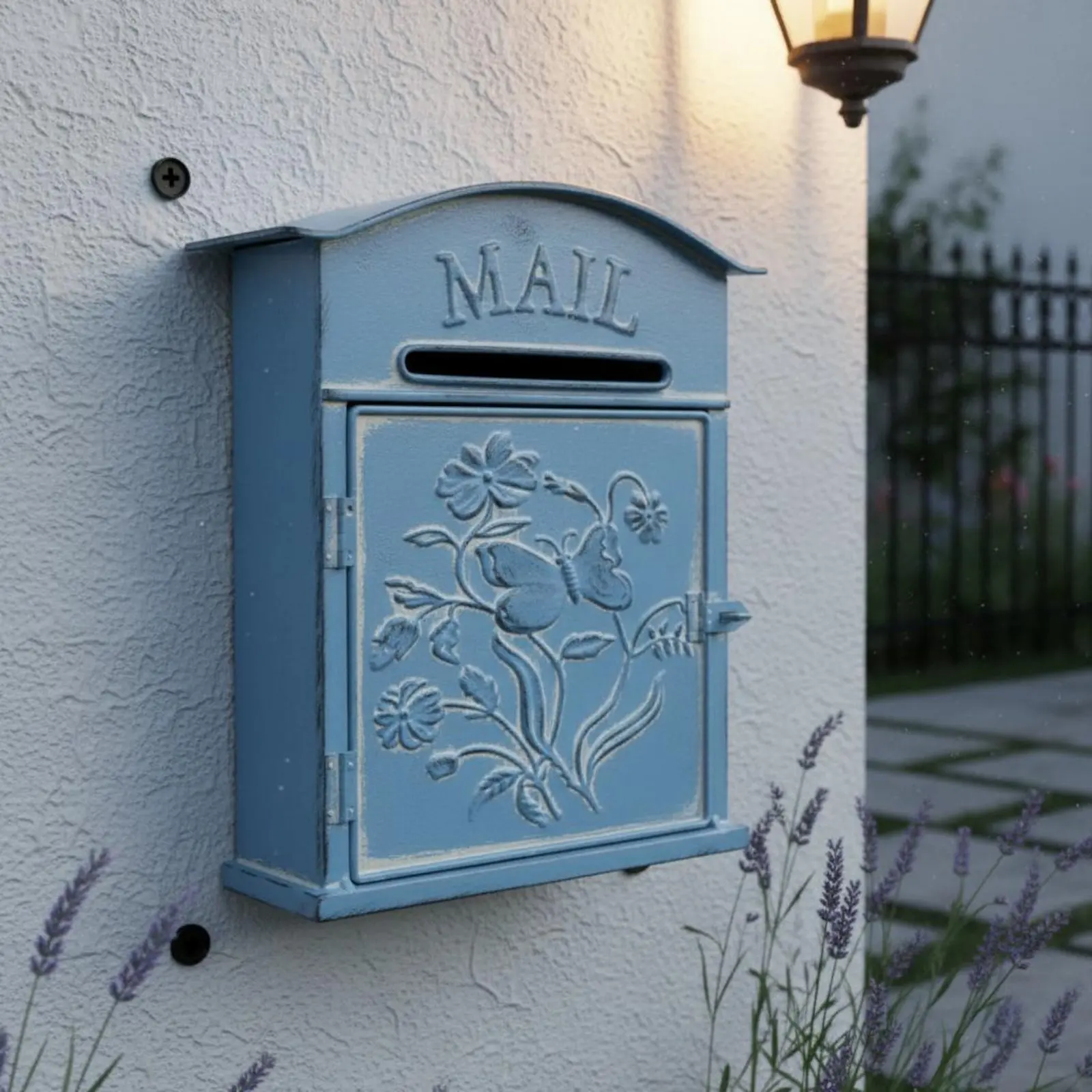 European Design Post Box Wrought Iron Wall-Mounted Mailbox Wall Mount Mailbox Shabby Chic Finish Embossed Post Box
European Design Post Box Wrought Iron Wall-Mounted Mailbox Wall Mount Mailbox Shabby Chic Finish Embossed Post Box
