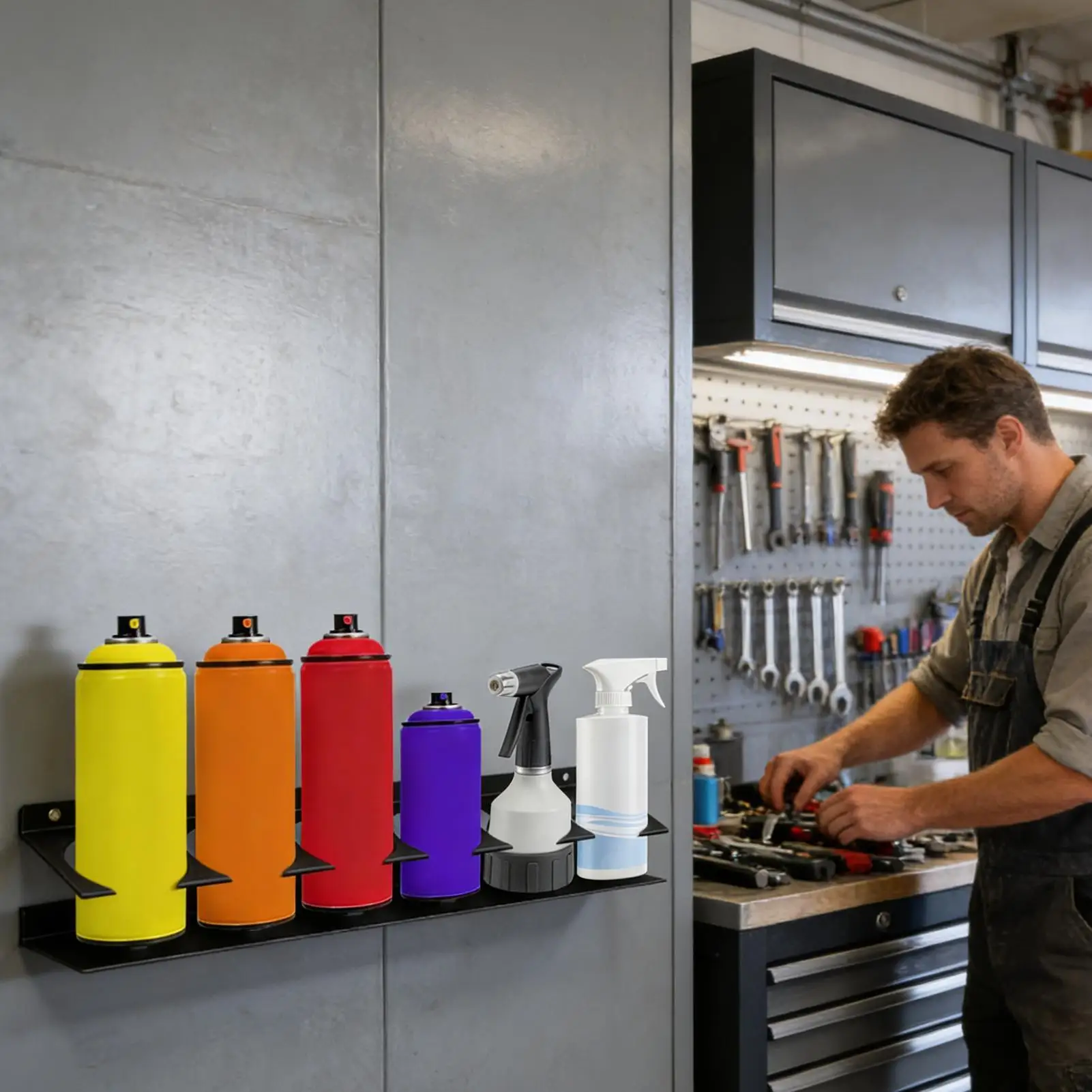Spray Bottle Holder 6 Slots Wall Car Detailing Can Shelf Space-saving Spray Can Holder For Workshop Garage Mechanic Auto Shop
Spray Bottle Holder 6 Slots Wall Car Detailing Can Shelf Space-saving Spray Can Holder For Workshop Garage Mechanic Auto Shop