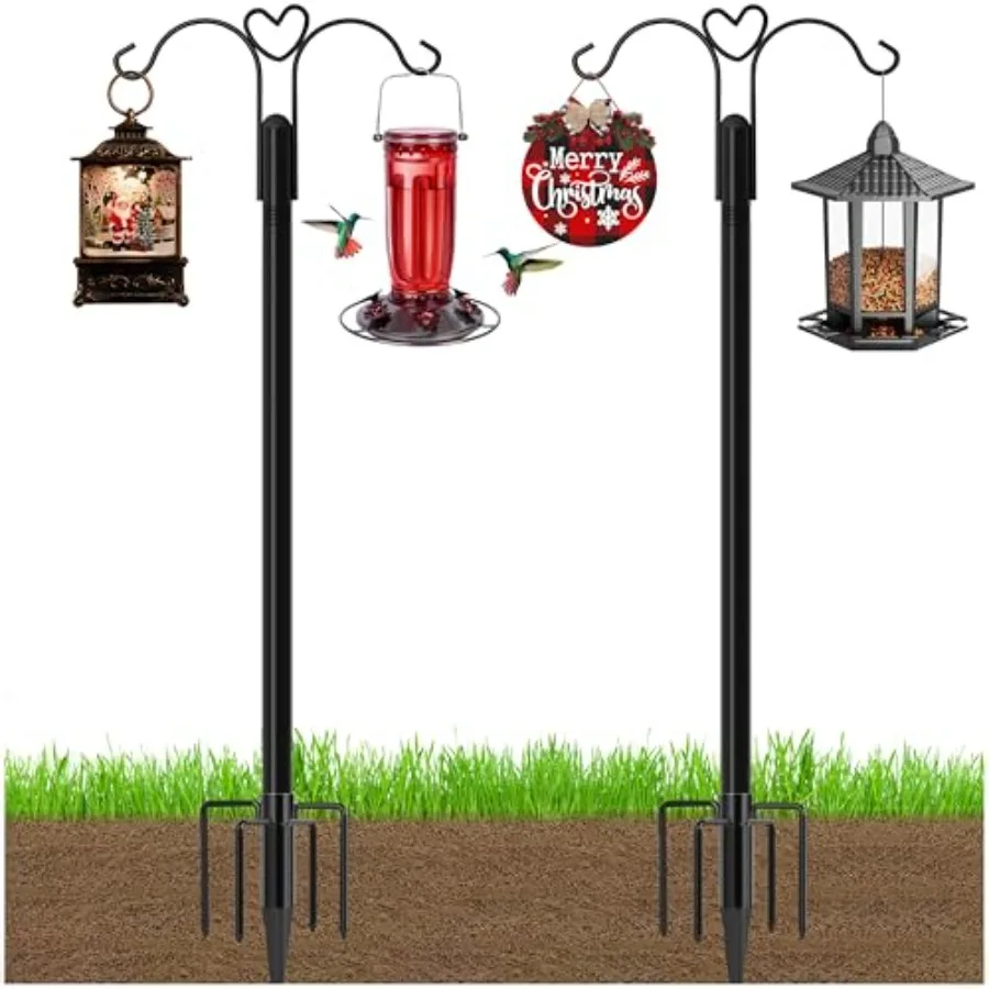 Bird Feeder Pole, 2 Pack CH Double, with 5 Base Prongs Heavy Duty Tall Garden Planter Hooks for Hanging Flower Basket, Lantern,
Bird Feeder Pole, 2 Pack CH Double, with 5 Base Prongs Heavy Duty Tall Garden Planter Hooks for Hanging Flower Basket, Lantern,