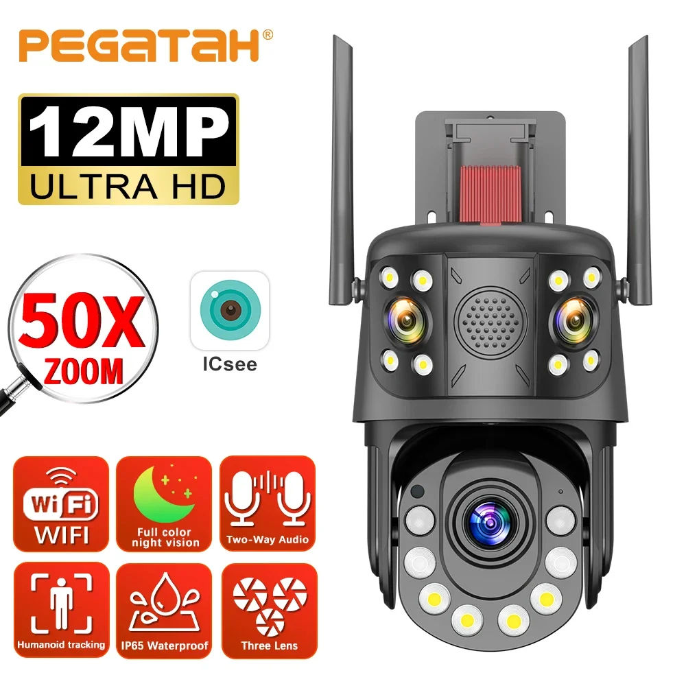 50X 12MP Wi-Fi IP-камера с тремя объективами PTZ Wi-Fi камера наблюдения уличная беспроводная безопасность камеры видеонаблюдения с автоматическим отслеживанием
50X 12MP Wi-Fi IP-камера с тремя объективами PTZ Wi-Fi камера наблюдения уличная беспроводная безопасность камеры видеонаблюдения с автоматическим отслеживанием