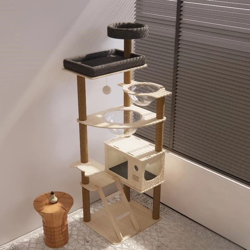 Cat climbing frame nest tree integrated solid wood space capsule jumping platform
Cat climbing frame nest tree integrated solid wood space capsule jumping platform