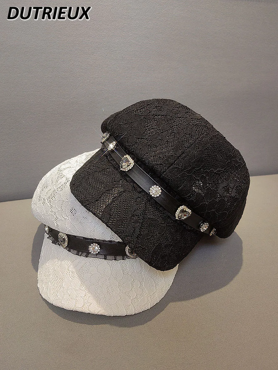 Spring and Summer 2023 New Japanese Style Lace Octagonal Cap Rhinestone Gauze Beret Mine Series Sweet Beret Hat for Women
Spring and Summer 2023 New Japanese Style Lace Octagonal Cap Rhinestone Gauze Beret Mine Series Sweet Beret Hat for Women