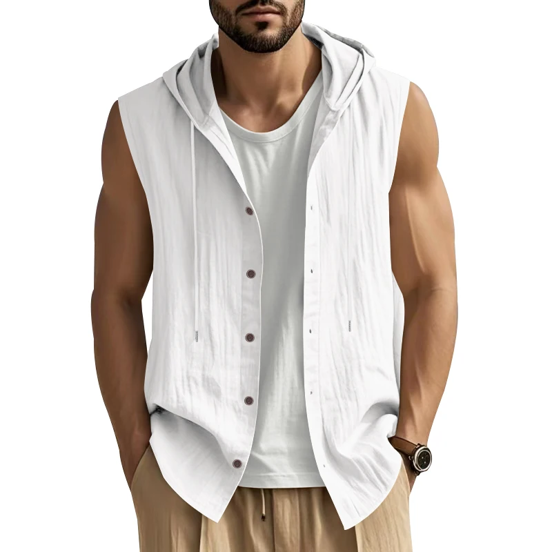 2025ins Men's sleeveless hoodie Cotton and linen Shoulder shirt Loose and breathable solid color casual top Hot sale Men's wear
2025ins Men's sleeveless hoodie Cotton and linen Shoulder shirt Loose and breathable solid color casual top Hot sale Men's wear