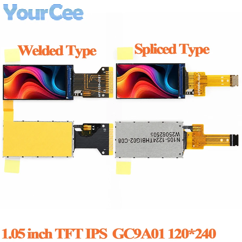 1.05 inch TFT display HD IPS LCD full color bare screen 1.05" GC9A01 driver serial port screen 120*240 13PIN/8PIN welded/Spliced
1.05 inch TFT display HD IPS LCD full color bare screen 1.05" GC9A01 driver serial port screen 120*240 13PIN/8PIN welded/Spliced