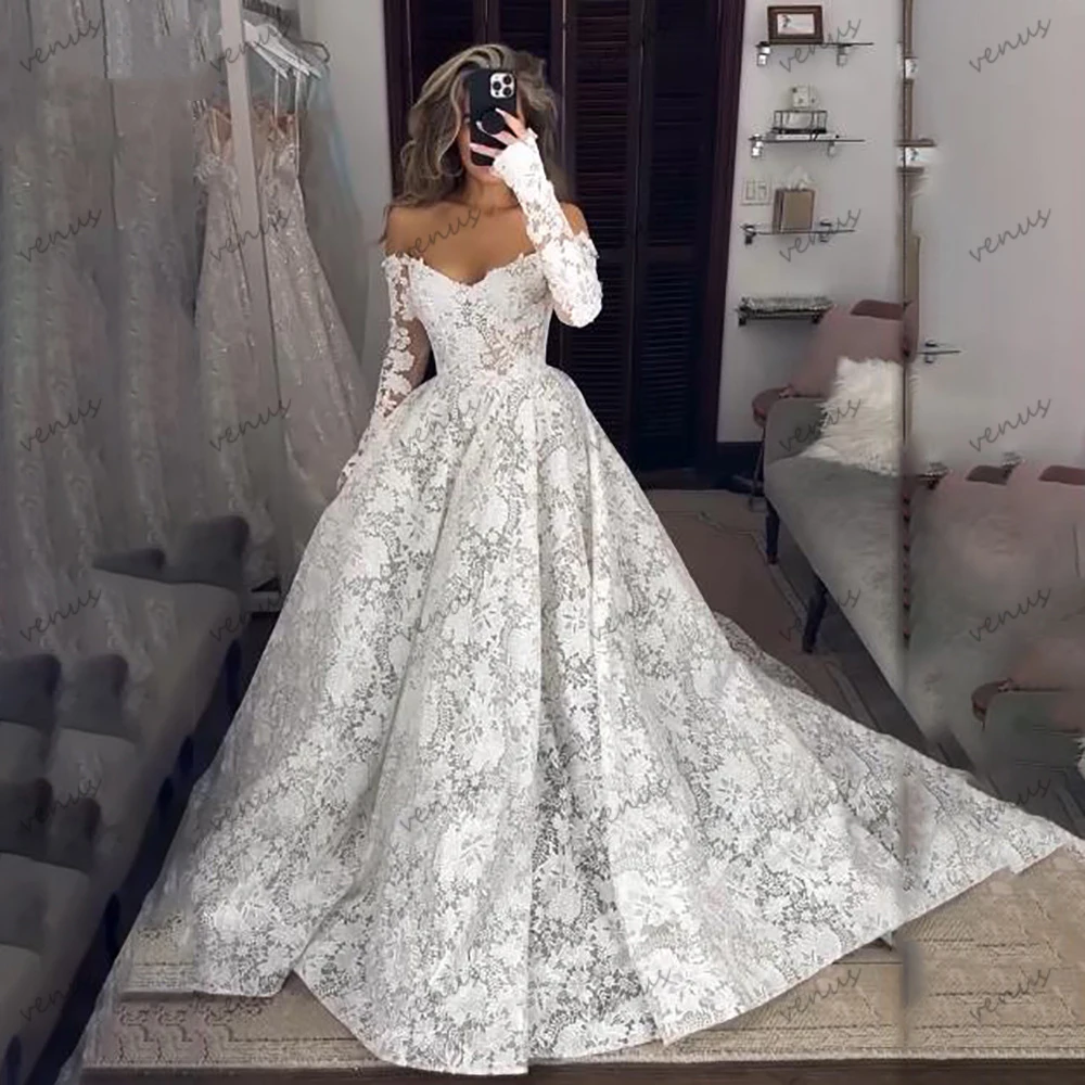 Gorgeous Wedding Dresses A Line Lace Bridal Gowns Full Sleeves Sweetheart Floor Length Robes Vestidos De Novia Customized 2025
Gorgeous Wedding Dresses A Line Lace Bridal Gowns Full Sleeves Sweetheart Floor Length Robes Vestidos De Novia Customized 2025