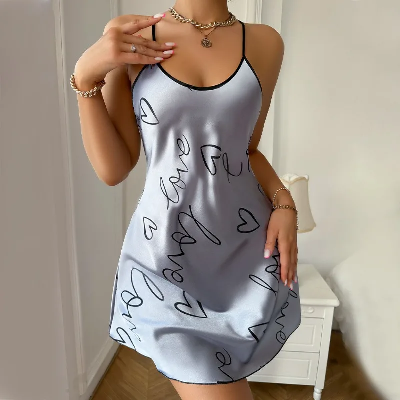 Fashion Sweet Girl Style Casual Home Dress Love Printed Skirt Ladies Halter Nightgown Nightdress Sleepwear Women
Fashion Sweet Girl Style Casual Home Dress Love Printed Skirt Ladies Halter Nightgown Nightdress Sleepwear Women