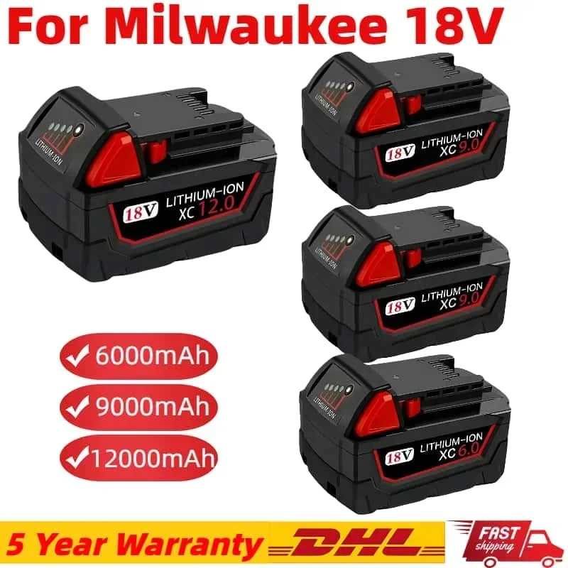 Original 18650 battery 18V 12.0Ah Replacement for Milwaukee M18 XC 48-11-1860 48-11-1850 Motor Cordless tools Lithium Battery
Original 18650 battery 18V 12.0Ah Replacement for Milwaukee M18 XC 48-11-1860 48-11-1850 Motor Cordless tools Lithium Battery