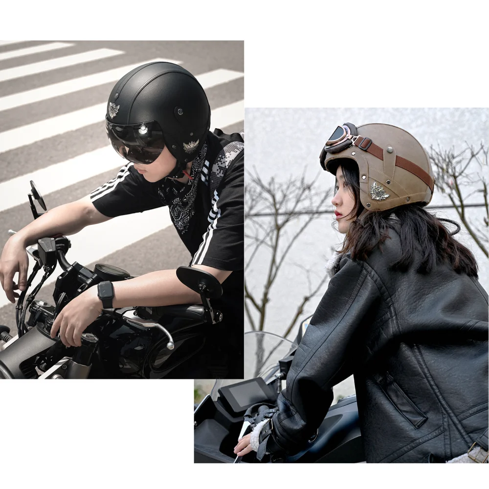Safety certified helmet, electric motorcycle, retro four season leather motorcycle, half helmet, Japanese pedal helmet
Safety certified helmet, electric motorcycle, retro four season leather motorcycle, half helmet, Japanese pedal helmet