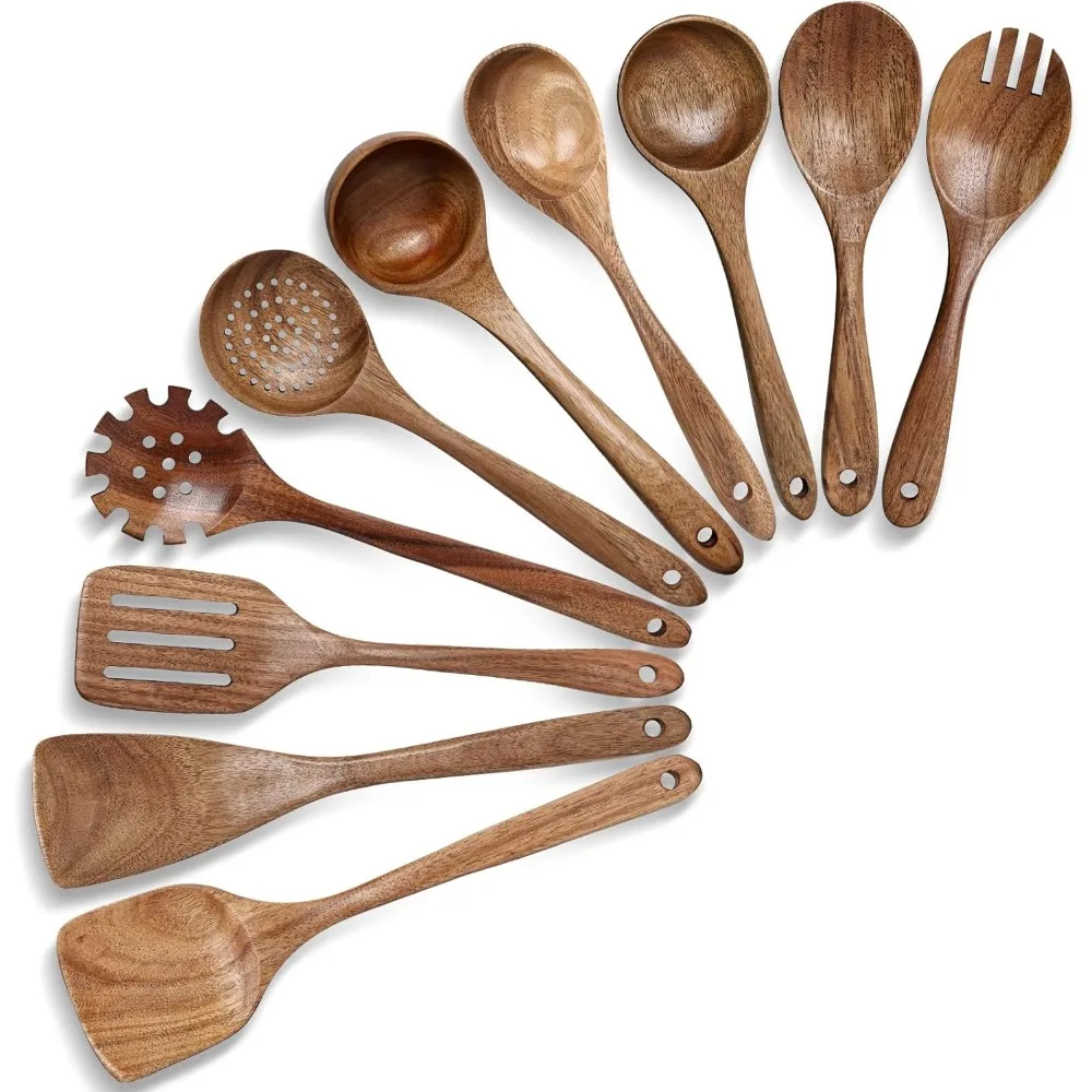 wooden spoons for cooking, 10pcs natural acacia wood kitchen utensils set, wooden utensil set for nonstick cookware, smooth fin
wooden spoons for cooking, 10pcs natural acacia wood kitchen utensils set, wooden utensil set for nonstick cookware, smooth fin