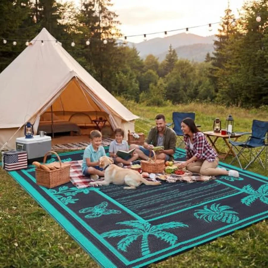 Outdoor Rug 9x12 Patio Waterproof Reversible Tropical Plants Design Plastic Straw Mat Navy Light Blue for Camping RV Deck Balco
Outdoor Rug 9x12 Patio Waterproof Reversible Tropical Plants Design Plastic Straw Mat Navy Light Blue for Camping RV Deck Balco