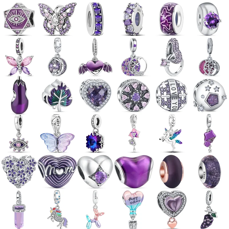 925 Silver Purple Heart Zircon Eggplant Wings Love You Mom Murano Glass Beads Fit Original Pandora Charms Bracelet Women Jewelry
925 Silver Purple Heart Zircon Eggplant Wings Love You Mom Murano Glass Beads Fit Original Pandora Charms Bracelet Women Jewelry