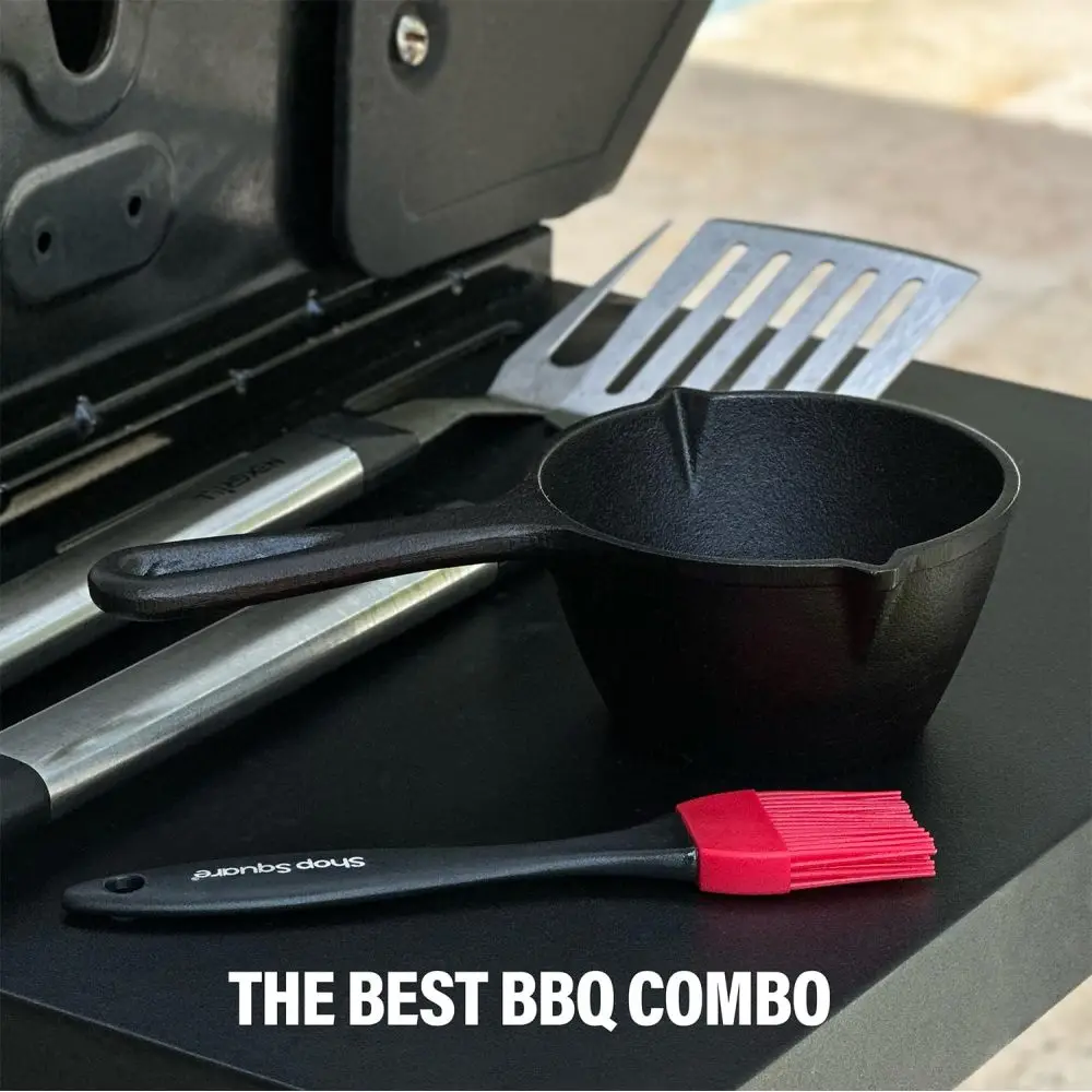 Cast Iron Basting Pot and Silicone BBQ Brush,BBQ Basting Set with Saucepan and Brush,Grill and Stove,grill accessories,barbecue
Cast Iron Basting Pot and Silicone BBQ Brush,BBQ Basting Set with Saucepan and Brush,Grill and Stove,grill accessories,barbecue