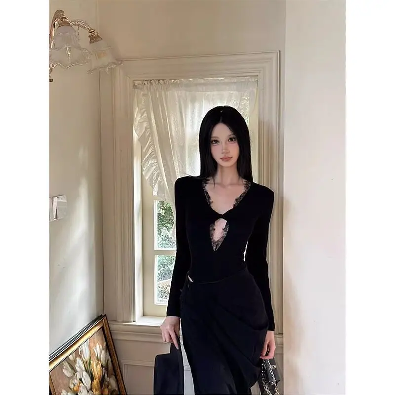 Готические черные ажурные боди, комбинезоны, женские комбинезоны, модные однотонные кружевные сексуальные облегающие футболки с длинными рукавами Y2k
Готические черные ажурные боди, комбинезоны, женские комбинезоны, модные однотонные кружевные сексуальные облегающие футболки с длинными рукавами Y2k