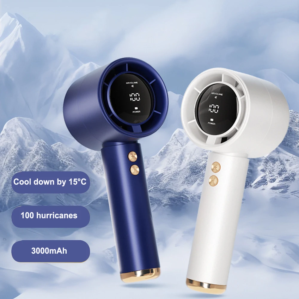 New 100-speed High-speed Handheld Fan USB Mini Portable Charging Vortex Cooling Fan LED Smart Digital Display Desktop Fan
New 100-speed High-speed Handheld Fan USB Mini Portable Charging Vortex Cooling Fan LED Smart Digital Display Desktop Fan
