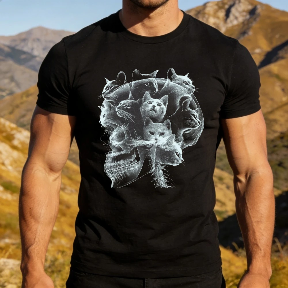 Skull Made of Cats Xray Style Graphic T Shirt Men Cotton Gothic Aesthetic Cat Lover Short Sleeve Tee Casual Daily Outdoor Outfit
Skull Made of Cats Xray Style Graphic T Shirt Men Cotton Gothic Aesthetic Cat Lover Short Sleeve Tee Casual Daily Outdoor Outfit