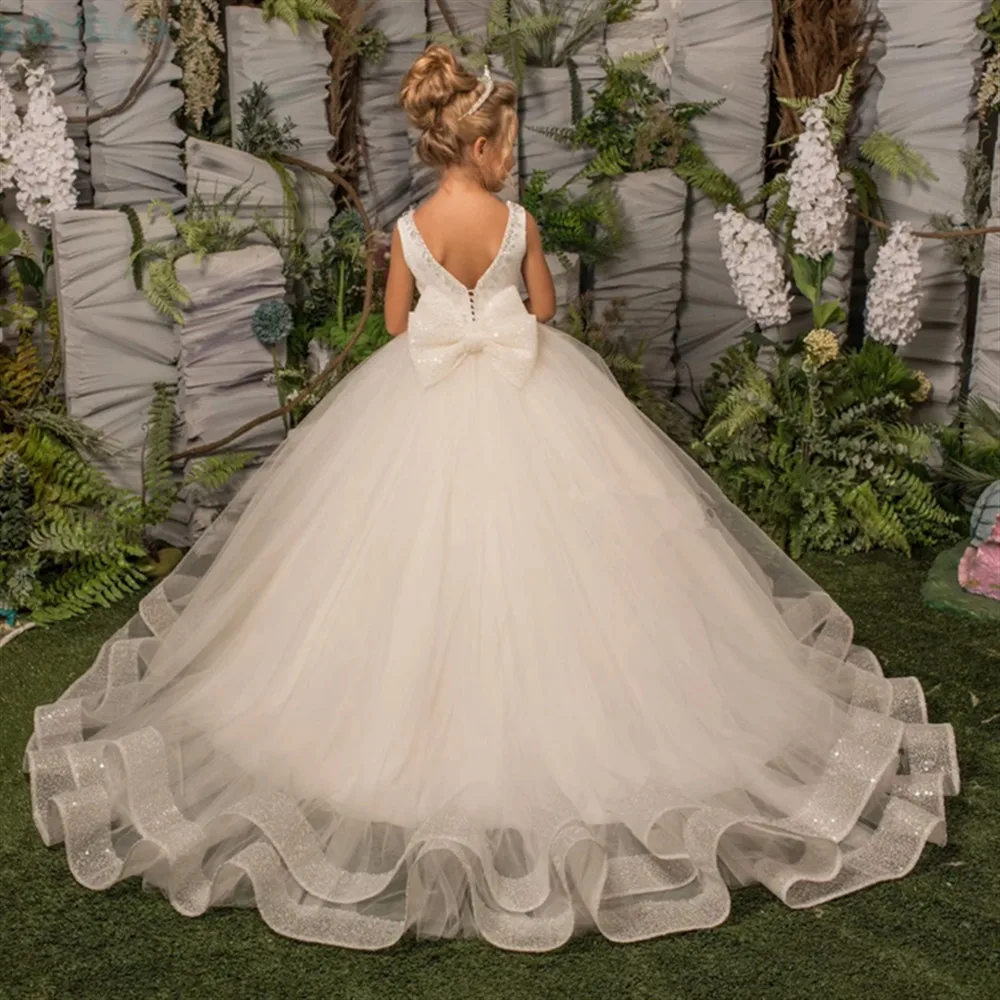 Glitter Flower Girl Wedding Dress Sequins with Bow Sleeveless Princess Birthday Party Banquet Holy Communion Gown Customized
Glitter Flower Girl Wedding Dress Sequins with Bow Sleeveless Princess Birthday Party Banquet Holy Communion Gown Customized