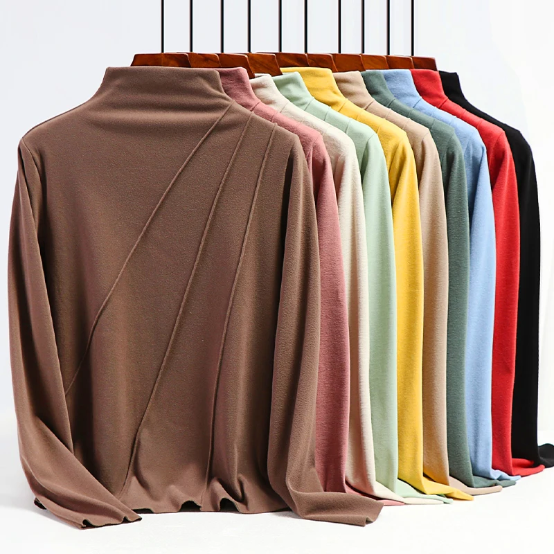 Thiened Long Sve Base irt Women's Winter Inner Wear Loose Warm Top f High Collar Dervo Korean Sle Commute Faion
Thiened Long Sve Base irt Women's Winter Inner Wear Loose Warm Top f High Collar Dervo Korean Sle Commute Faion