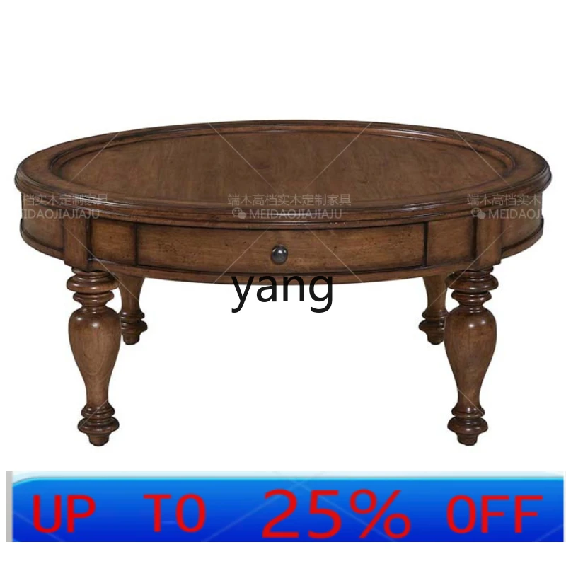 LH solid wood round coffee table retro old glass coffee table sofa edge table
LH solid wood round coffee table retro old glass coffee table sofa edge table