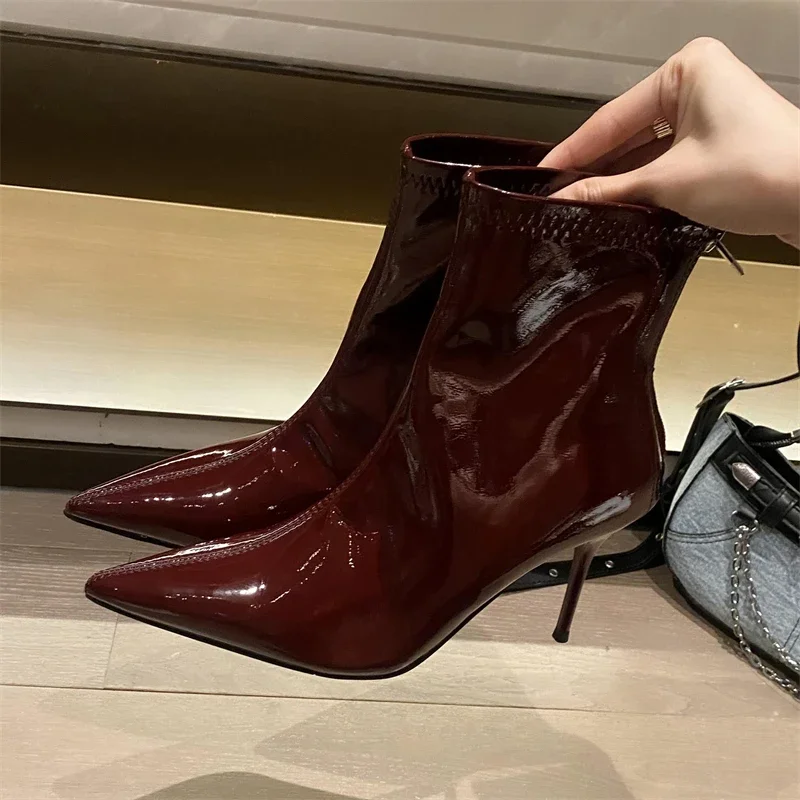 Aneikeh Sexy Patent Leather Thin High Heels Ankle Boots Women Autumn Winter Street Style Zipper Shoes Banquet Prom Pumps
Aneikeh Sexy Patent Leather Thin High Heels Ankle Boots Women Autumn Winter Street Style Zipper Shoes Banquet Prom Pumps