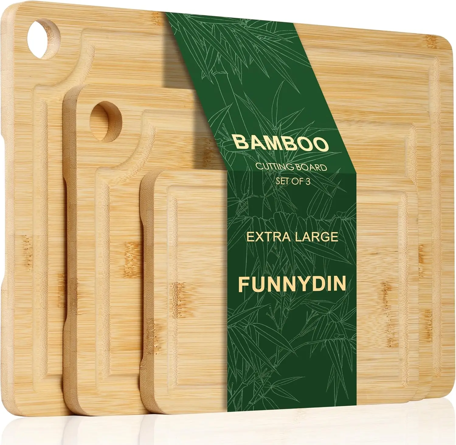 3PCS Bamboo Cutting Board Set - Durable, Deep Juice Grooves, Built-in Handles, Hanging Holes, Dishwasher Safe
3PCS Bamboo Cutting Board Set - Durable, Deep Juice Grooves, Built-in Handles, Hanging Holes, Dishwasher Safe