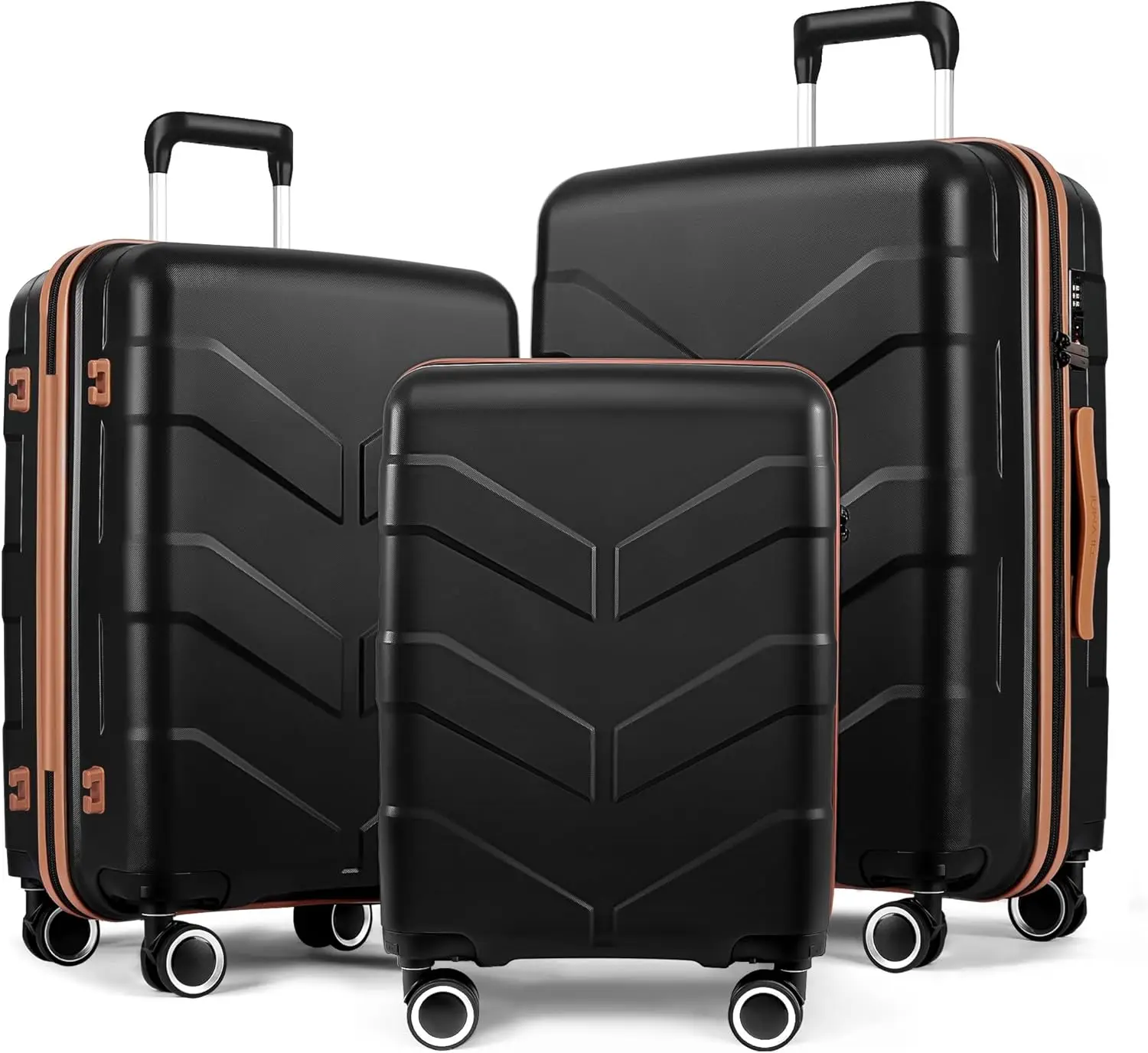 3-Piece Hardside Luggage Set with Spinner Wheels, TSA Lock, Expandable Lightweight Travel Suitcase for Men and Women in Black
3-Piece Hardside Luggage Set with Spinner Wheels, TSA Lock, Expandable Lightweight Travel Suitcase for Men and Women in Black