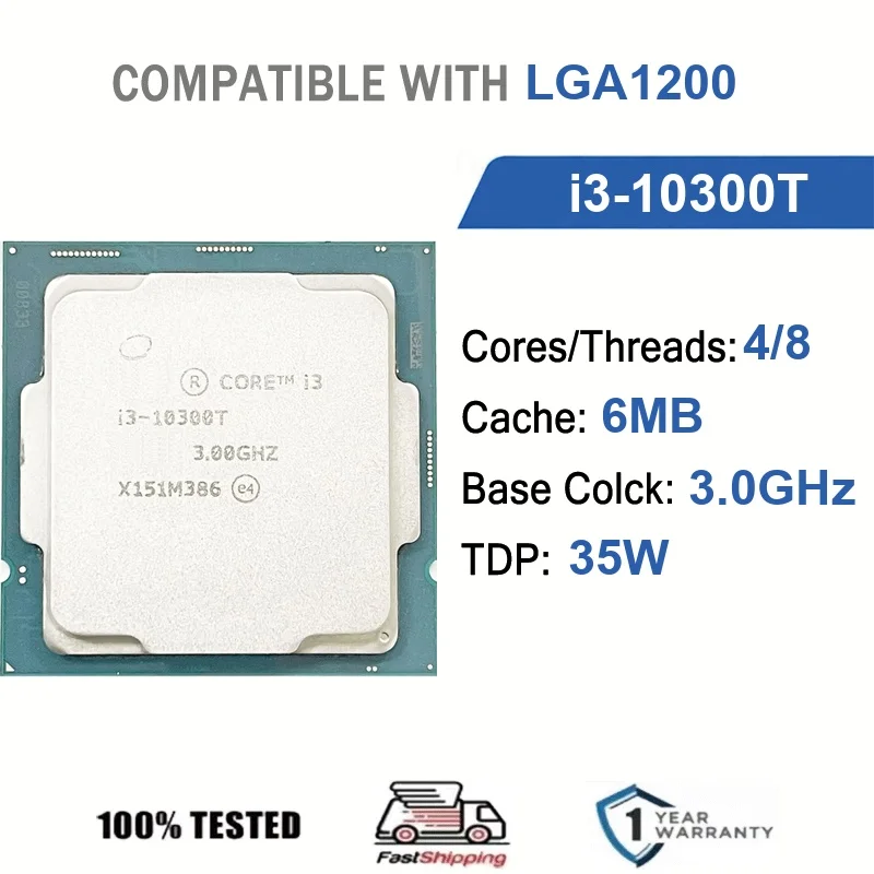Intel Core i3-10300T 4 Core 8 Thread 3.0GHz 35W 6MB Cache 14nm Comet Lake-S DDR4-2666 MHz SRJ4C LGA1200 UHD Graphics 630
Intel Core i3-10300T 4 Core 8 Thread 3.0GHz 35W 6MB Cache 14nm Comet Lake-S DDR4-2666 MHz SRJ4C LGA1200 UHD Graphics 630
