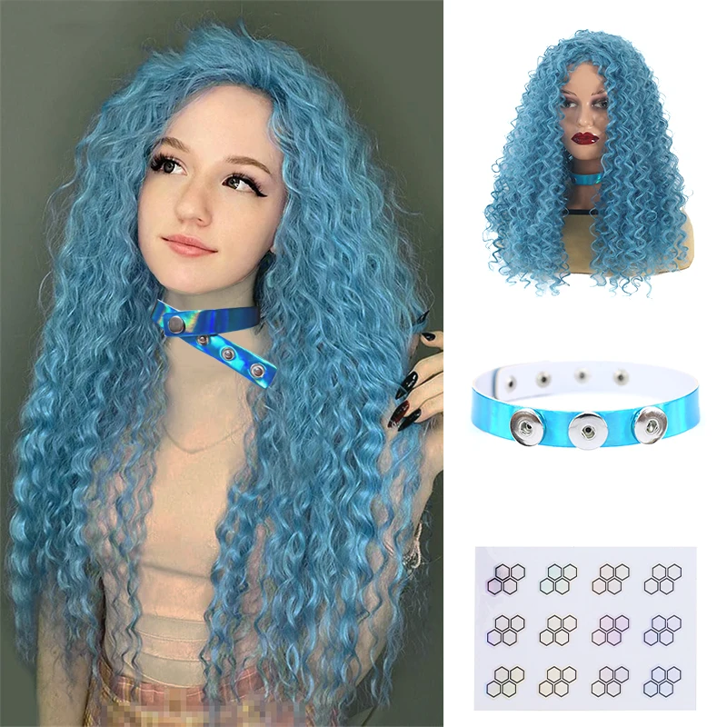 20-дюймовый аниме-парик + ожерелье + наклейка, комплект из 3 предметов, синий пушистый длинный вьющийся синтетический парик, праздничный парик, Хэллоуин
20-дюймовый аниме-парик + ожерелье + наклейка, комплект из 3 предметов, синий пушистый длинный вьющийся синтетический парик, праздничный парик, Хэллоуин